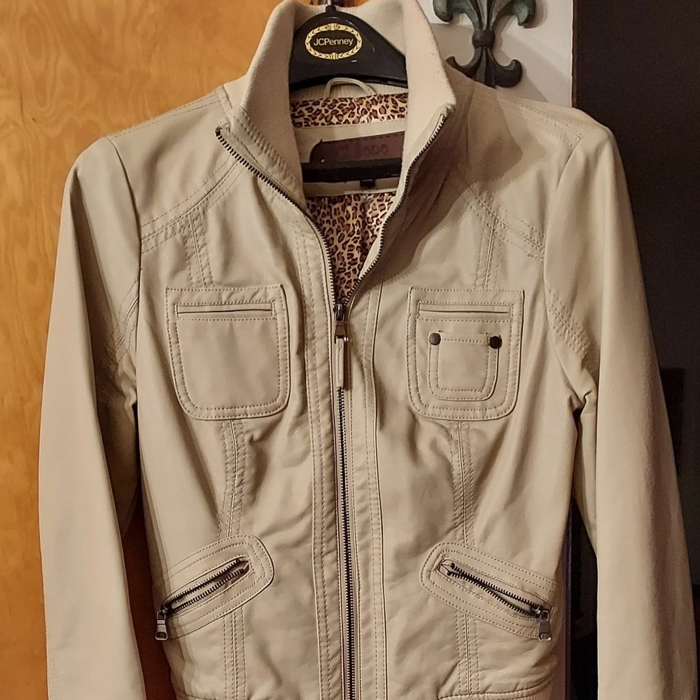 Faux Leather Jacket-light tan